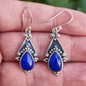 Cute Lapis Lazuli <b>Dangle</b> Drop <b>Earrings</b> Sterling <b>Silver</b> Gemstone <b>Earrings</b> - Product Image 4