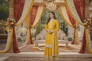 Traje Palazzo Sayori Chinnon de Primera Calidad con Kurta Étnica Bordada y Trabajo de Lentejuelas para Mujer, para Bodas y Eventos - Product Image 4