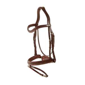 Brida trenzada Flash Noseband con tracción hacia atrás Brida de cuero Horse Snaffle de alta calidad en marrón - Product Image 1