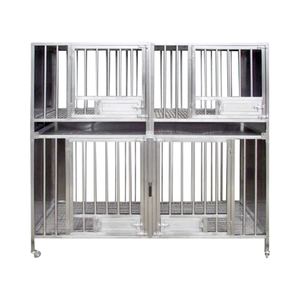 Jaula Transportadora para <span class=keywords><strong>Perros</strong></span> <span class=keywords><strong>de</strong></span> Acero Inoxidable <span class=keywords><strong>de</strong></span> 2 Niveles, Tipo Bandeja <span class=keywords><strong>de</strong></span> Plástico Transpirable con Patrón Sólido para el Hogar y Viajes - Product Image 1
