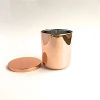 Pot à bougie en métal écologique fait main, finition dorée, design unique, cylindrique, avec couvercle, pour la maison, les hôtels, les restaurants, la décoration de mariage - Product Image 5