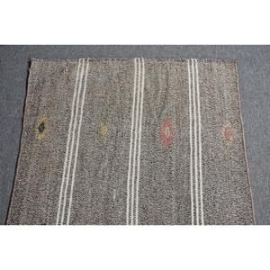 Alfombra Vintage Estilo Runner, Alfombra Turca de 2.2x8 pies, Alfombra de Lana Sólida Gris - Product Image 4