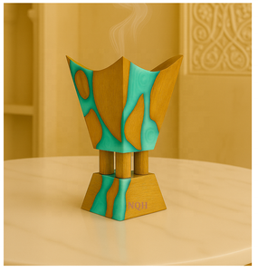 Brûleur à Bakhoor en bois d'acacia et résine époxy, design 2026, artisanal moderne, Mubkhar, encens arabe, encens de luxe, personnalisable, haut de gamme - Product Image 6