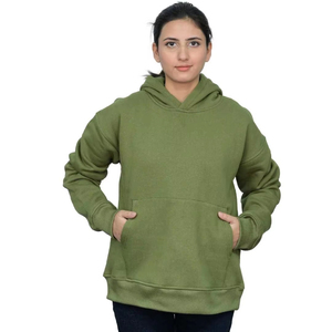 Nouveau sweat à capuche ample à col rond pour femmes avec tissu de poids élevé et broderie de logo 100% coton qui peut être personnalisé - Product Image 4