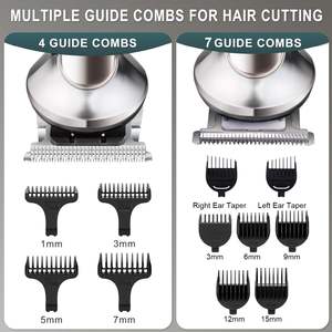 Tondeuse à barbe professionnelle 7 en 1 IPX7 en acier inoxydable, rasoir électrique USB à batterie avec réglages ajustables pour le rasage, la coupe et la tonification du nez - Product Image 3