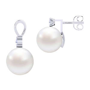 NOVAMART Fine 92.5 Sterling Silver Classic Pearl Pendant Earrings <b>Set</b> with Chain Elegant Fine Jewelry <b>Gift</b> for Women and <b>Girls</b> W - Product Image 4