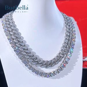 Collier pour homme en argent sterling 925 plaqué or 14K 14mm avec diamants Moissanite taille brillant Chaîne à maillons cubains style Miami - Product Image 3