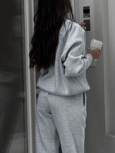 Conjunto de chándal térmico con capucha y pantalones de chándal para mujer al por mayor, conjunto de chándal para mujer 2024 - Product Image 3