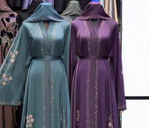 2026 Best Luxury Sequined Abaya with Flared Hem and Handmade Crystal Stone Work Modest Muslim Women's Evening Party Abaya - Product Image 3