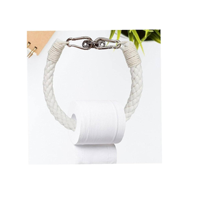 Porte-papier hygiénique mural en corde naturelle avec crochets en métal et articles de décoration murale de salle de bain et vente - Product Image 4