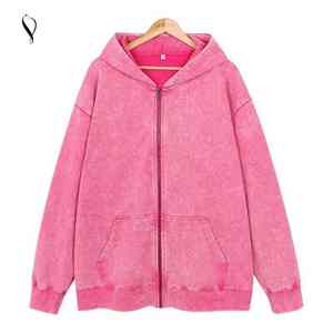 Sudadera con Capucha Personalizada para Hombre, Estilo Vintage, Lavada al Ácido, con Cremallera Completa, Estilo Urbano, Gruesa, con Logotipo - Product Image 1