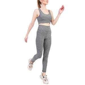 Conjunto de Yoga de algodón 100% para mujer, ropa deportiva OEM de alta elasticidad, patrón sólido, incluye Sujetador deportivo, mallas cortas, venta al por mayor personalizable - Product Image 1