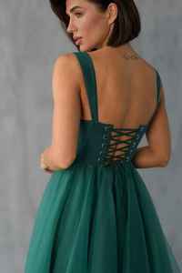 Bosque verde tul vestido de graduación corsé Midi vestido de graduación cuento de hadas vestido de noche elegante vestido de fiesta personalizado para mujer talla S M - Product Image 4