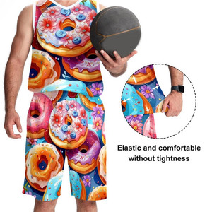 Uniforme de basket-ball imprimé par sublimation multicolore Ensemble de vêtements de sport en polyester Bsci sans manches grande taille Nouveau modèle - Product Image 4