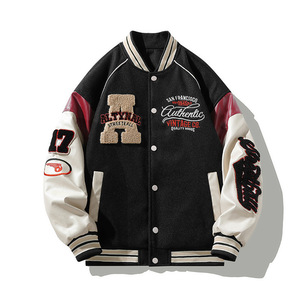 OEM veste de baseball pour hommes avec logo brodé de motifs personnalisés veste de bombardier universitaire tendance en toile veste de baseball universitaire pour - Product Image 6
