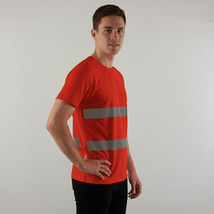 Hi-Vis ANSI Class 2 Oversized Short Sleeve Safety Men's <b>T</b>-<b>shirt</b> Polyester Moisture-Wicking Reflective Tape LED <b>Flash</b> Waterproof - Product Image 3