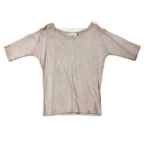 OEM T-shirt décontracté à manches courtes pour femmes, couleur unie, col côtelé, maillot spandex en coton filé, logo respirant et écologique. - Product Image 1