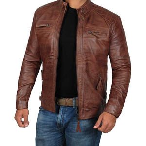 Chaqueta de motorista de cuero PU de alta calidad para hombre, logotipo personalizado, manga larga, moda de invierno, transpirable, con soporte y bolsillo, patrón de calle alta - Product Image 1