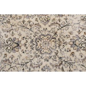 พรมตุรกีโบราณขนาดเล็ก 1.8x4.1 ฟุต สีเทาดำลายดอกไม้ - Product Image 5