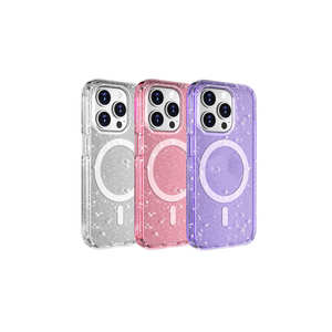 Coque de luxe transparente en TPU scintillant pour iPhone 15 Pro Max compatible MagSafe, en PC violet antichoc, inspirée - Product Image 3