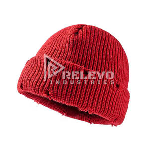 หมวกบีนนี่ดีไซน์แบบดิสเทรส คุณภาพสูง ขายส่ง สำหรับฤดูหนาว ถักไหมพรม อุ่นสบาย ใส่ได้ทั้งชายและหญิง ปักโลโก้ตามสั่ง หมวกบีนนี่แบบทั่วไป 100% - Product Image 2