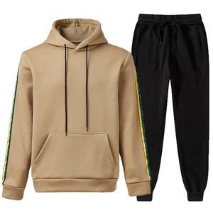 Otoño nuevos hombres de lujo deportes Casual Tops Pantalones negro-blanco Sudadera con capucha y Jogging pantalones de chándal estilo Streetwear - Product Image 4