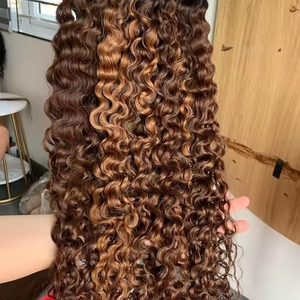 Cheveux humains 100% alignés sur les cuticules, vietnamiens, Remy, super double trame, bouclés, brun, haute qualité, trame unique, sans perte - Product Image 1