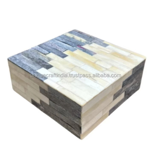 Boîte de rangement élégante en bois de manguier avec incrustation d'os | Organisateur de motifs classiques faits à la main | Bijoux vintage, souvenir et porte-cadeau - Product Image 1