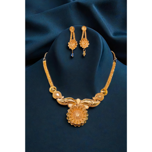 Comprar conjunto de collar y pendientes con chapado en oro de 22K de diseño premium para mujer, conjunto de collar y pendientes, joyería - Product Image 1