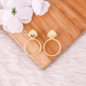 Handmade Designer Women <b>Brass</b> Gold Plated Stud Earring High Quality <b>Brass</b> Gold Plated Plain Stud Earrings Wholesale Manufacturer - Product Image 2