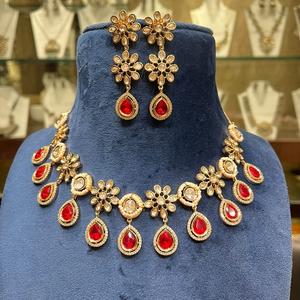 Conjunto de collar con aspecto de piedras reales de lujo con pendientes para boda, fiesta de compromiso, regalo de aniversario de moda para mujer - Product Image 1