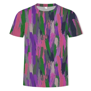 เสื้อยืดคอกลมแขนสั้นผู้ชาย พิมพ์ลายดิจิทัล ลายเพ้นท์มือ สไตล์ลำลอง ทรงปกติ ผ้าโพลีเอสเตอร์ถัก 100% ระบายอากาศได้ดี - Product Image 5