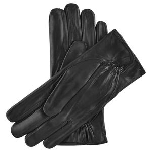 Marco (Negro)-Guantes de piel de cordero con forro de piel marrón Invierno Uso diario Diseño de bordado personalizado al por mayor - Product Image 6