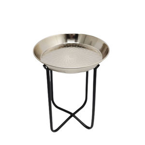 Table d'appoint ronde de luxe en métal et bois faits à la main couleur or Antique pour la maison salon Table de meubles décorative personnalisée - Product Image 5