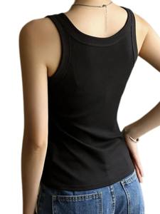 Camiseta sin mangas de Fitness con cuello Halter para mujer, camisola de punto Sexy, tirantes anchos, encaje, Color sólido, chaleco fresco transpirable para verano - Product Image 2