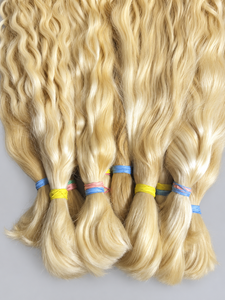 Hair4Wig Queue de cheval en vrac de 65 cm de long, cheveux humains 100% naturels, blonds teints européens, ondulés naturels, pour perruques, 1 kg - Product Image 5