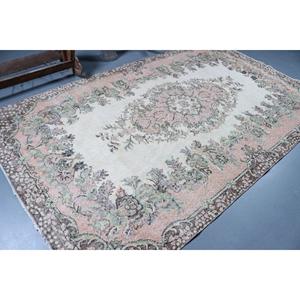 Grand tapis vintage 5,9x9,5 pieds, tapis turc en laine à motifs floraux roses - Product Image 2