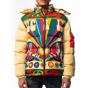 Venta al por mayor de los hombres personalizados de nylon burbuja chaqueta acolchada de invierno brillante extraíble capucha cierre de cremallera Turn-Down High Street - Product Image 1