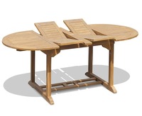 Table de salle à manger extérieure pour hôtel, extensible, à double plateau, moderne, en teck massif, légère, durable, empilable, imperméable et résistante aux UV