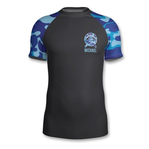 เสื้อแรชการ์ดแขนสั้นสำหรับเล่นกีฬาขั้นสูงเข้ารูปแบบรัดรูปแห้งเร็วเทคโนโลยีออกแบบมาสำหรับนักกีฬาที่มีความทนทานและเล่นกีฬา - Product Image 2