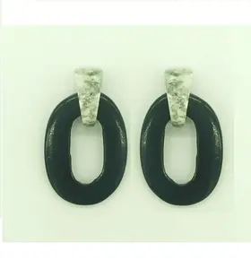 Custom Wholesale Resin Transparent Irregular C-shaped Green Pink Blue Tassel Earrings Acrylic Geometric Hoop Earrings