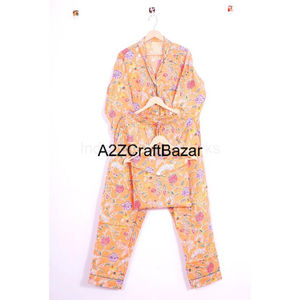 Ensemble pyjama en coton indien ultra doux et respirant à imprimé floral chemises courtes à séchage rapide pour femmes vente en gros de vêtements de nuit pour le printemps et l'été - Product Image 5