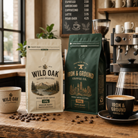 Sacs à café personnalisés AT PACK 250g 500g en PE et PE simple couche avec valve et fermeture éclair refermable pour l'emballage de grains de café torréfiés
