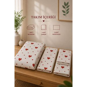 Love Double Duvet Cover Set White 100% Cotton Sateen <b>Fabric</b> Breathable Woven Printed Pattern Plain Style <b>Medium</b> Weight - Product Image 3