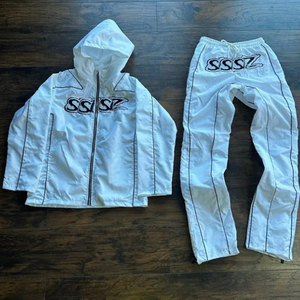 OEM Custom LOGO Plus Size Stripe Sweatpants Nylon Stacked <b>Joggers</b> Streetwear Straight Outdoor Unisex Polyester Nylon Tracksuit - Product Image 4