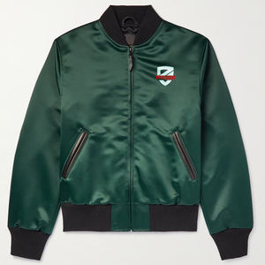 Chaqueta de invierno reversible de lona satinada de alta calidad para hombre con decoración bordada cuello alto diseño transpirable - Product Image 1