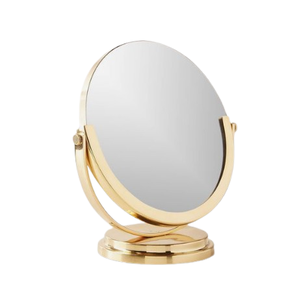 Miroir à selfie moderne de luxe avec cadre en métal doré Miroir de salle de maquillage décoratif pour la maison Artisanat indien contemporain Verre - Product Image 5