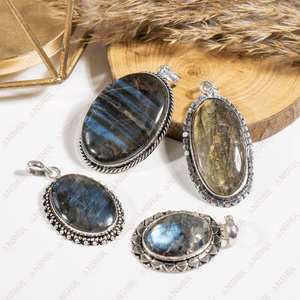 Pendentif ovale en labradorite tendance, cristaux de guérison de qualité supérieure pour la méditation, bijoux pour occasions spéciales, prix de gros - Product Image 2