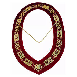 Collar de cadena de Regalia masónica de tamaño adulto de alta calidad, tela personalizada con respaldo rojo de Grand Lodge Mason, artesanías de Metal - Product Image 3