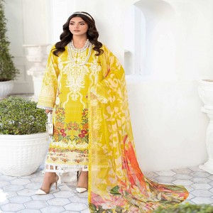 RAMSHA Luxury Lawn Collection Unstitched Pakistan <b>Indian</b> Shalwar Kameez Suits Heavy Embroidery Cotton <b>Fabric</b> Women Loose Fit - Product Image 6